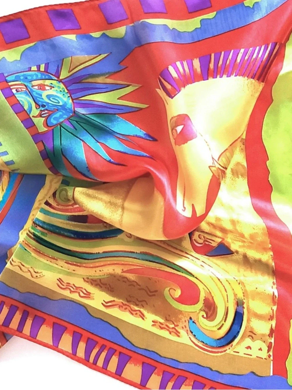 Equestrian Celestial Rainbow Art Silk Scarf